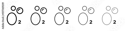 Oxygen O2 icon graphic set. trendy stroke line style