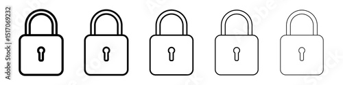 Padlock icon graphic set. trendy stroke line style
