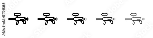Paintball gun icon graphic set. trendy stroke line style