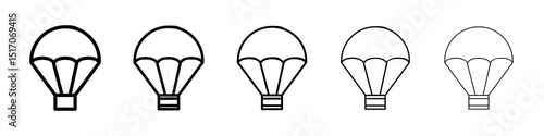 Parachute icon graphic set. trendy stroke line style
