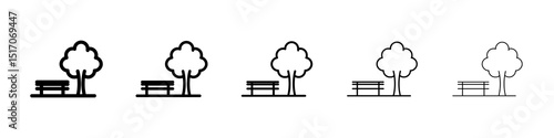park icon graphic set. trendy stroke line style