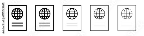 Passport icon graphic set. trendy stroke line style