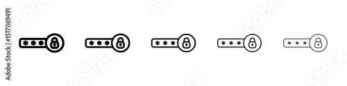 Password icon graphic set. trendy stroke line style