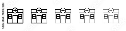 Pharmacy icon graphic set. trendy stroke line style
