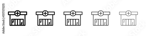 Pharmacy icon graphic set. trendy stroke line style