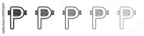 Philippine currency icon graphic set. trendy stroke line style