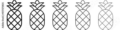 Pineapple icon graphic set. trendy stroke line style