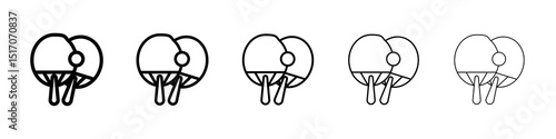 Ping pong icon graphic set. trendy stroke line style