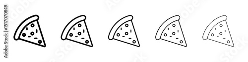 Pizza slice icon graphic set. trendy stroke line style