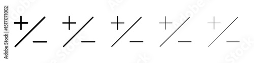 Plus minus icon graphic set. trendy stroke line style