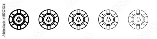 Poker chip icon graphic set. trendy stroke line style