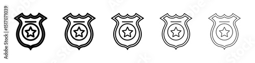 Police badge icon graphic set. trendy stroke line style