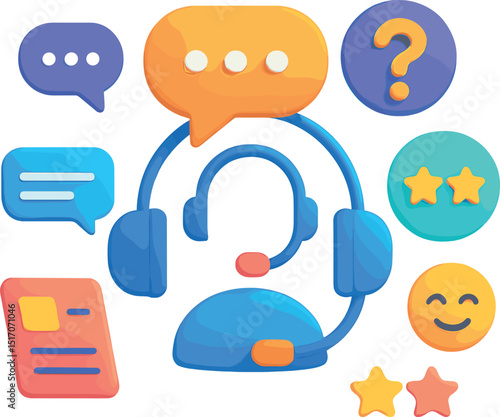 Cartoon of a person wearing a headset and smiling with a star next to them