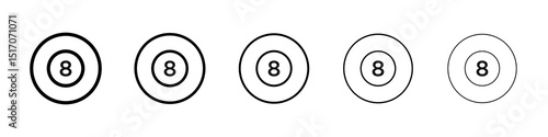 Pool 8 ball icon graphic set. trendy stroke line style