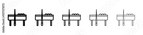 Pool table icon graphic set. trendy stroke line style