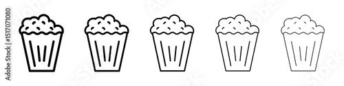 Popcorn icon graphic set. trendy stroke line style