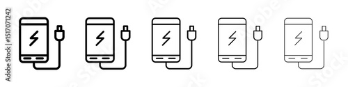 Power bank icon graphic set. trendy stroke line style