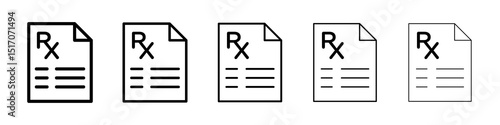 Prescription icon graphic set. trendy stroke line style