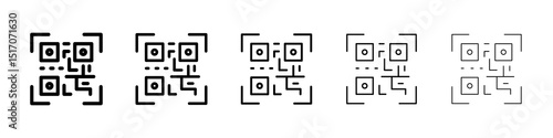 Qrcode icon graphic set. trendy stroke line style