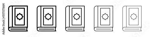 Quran kareem icon graphic set. trendy stroke line style