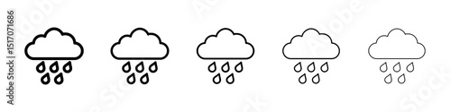 Rain icon graphic set. trendy stroke line style