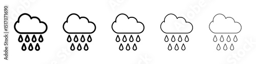 Rain icon graphic set. trendy stroke line style