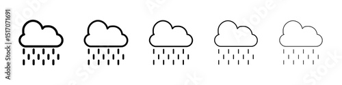 Rain icon graphic set. trendy stroke line style