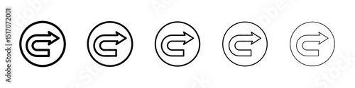 Redo icon graphic set. trendy stroke line style
