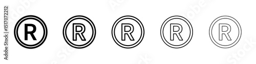 Registered icon graphic set. trendy stroke line style