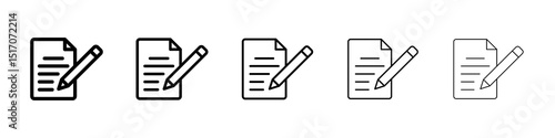 Registration paper icon graphic set. trendy stroke line style