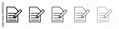 Registration paper icon graphic set. trendy stroke line style