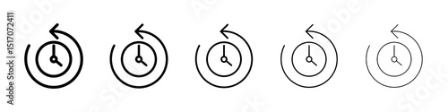 Rewind time icon graphic set. trendy stroke line style