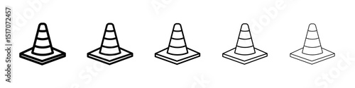 Road cone icon graphic set. trendy stroke line style