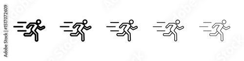 Running icon graphic set. trendy stroke line style