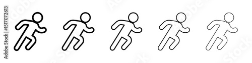 Running icon graphic set. trendy stroke line style