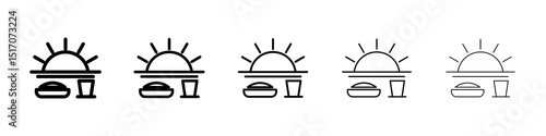 Sahur time icon graphic set. trendy stroke line style