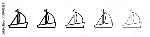 Sailboat icon graphic set. trendy stroke line style