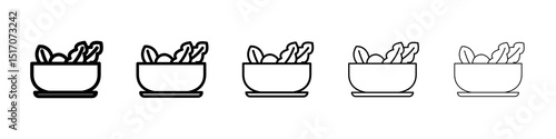 Salad icon graphic set. trendy stroke line style