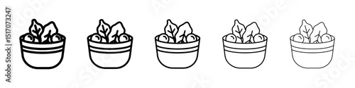 Salad icon graphic set. trendy stroke line style