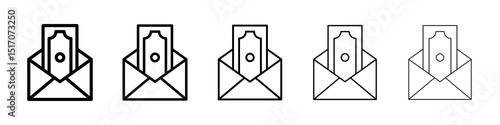 Salary icon graphic set. trendy stroke line style