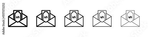 Salary icon graphic set. trendy stroke line style