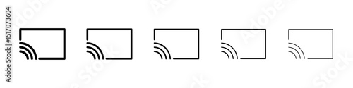Screencast icon graphic set. trendy stroke line style