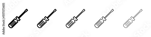 Screwdriver icon graphic set. trendy stroke line style