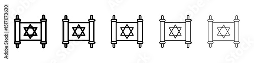 Scroll Torah icon graphic set. trendy stroke line style