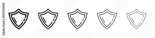 Shield icon graphic set. trendy stroke line style