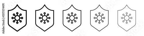Shield virus icon graphic set. trendy stroke line style