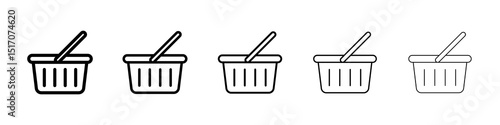 Shopping basket icon graphic set. trendy stroke line style