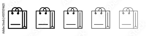 Shopping bag icon graphic set. trendy stroke line style