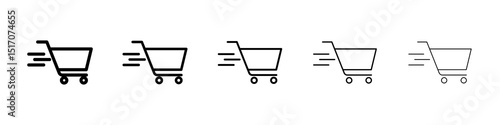 Shopping cart icon graphic set. trendy stroke line style