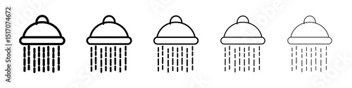 Shower down icon graphic set. trendy stroke line style
